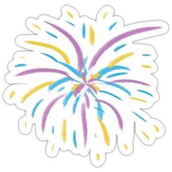 Fireworks in Lilac, Blue, Yellow and White - Sticker size S (10 x 10 cm) - white matte - Front