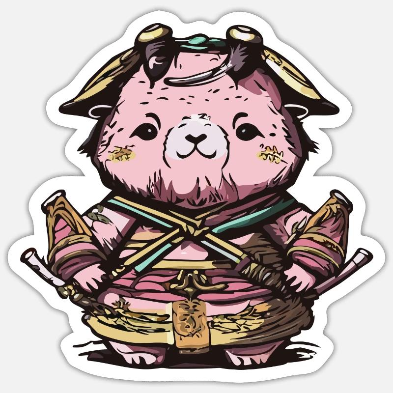 Tierischer Samurai - Sticker Größe S (10 x 10 cm) - Mattweiß