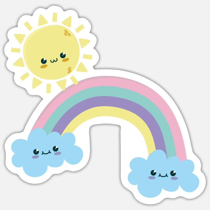 Sunny Rainbow Cloudscape Cute Sticker size S (10 x 10 cm)