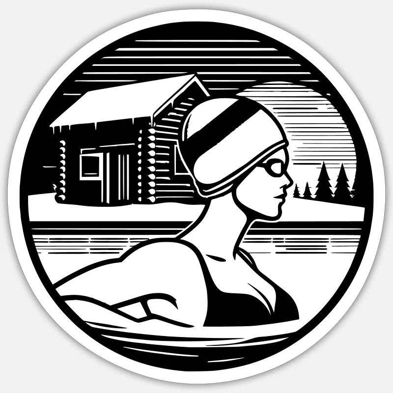 Eisschwimmen - Sticker Größe S (10 x 10 cm) - Mattweiß