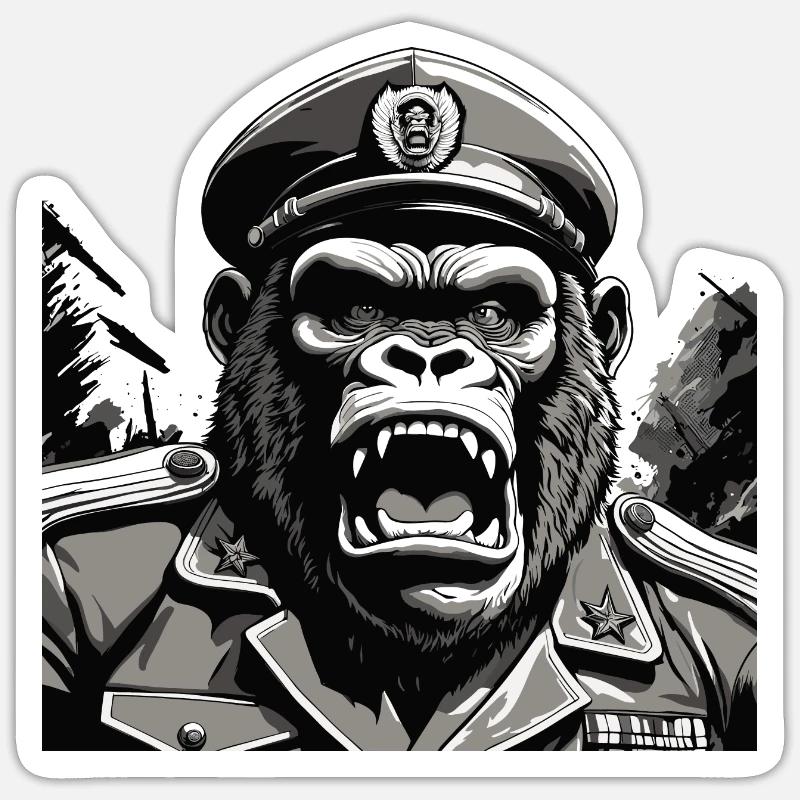 General Gorilla - Sticker size S (10 x 10 cm) - white matte