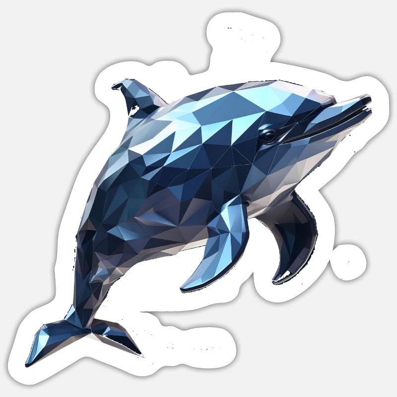 Geometric Style Dolphin - Sticker Größe S (10 x 10 cm) - Mattweiß