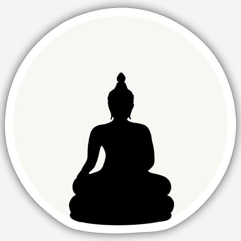 Moon Buddha - Sticker Größe S (10 x 10 cm) - Mattweiß