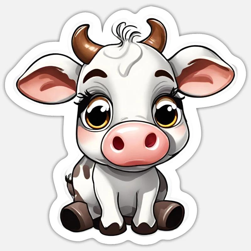 Niedliche Kuh - Sticker Größe S (10 x 10 cm) - Mattweiß