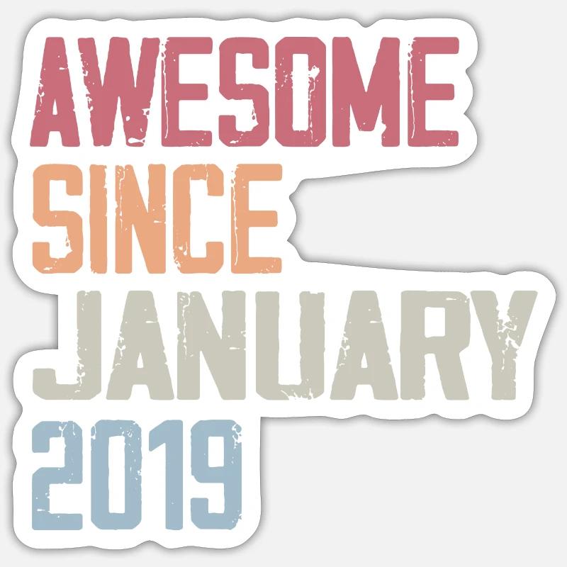 Geburtstag Januar 2019 Retro 2019 Januar - Sticker Größe S (10 x 10 cm) - Mattweiß