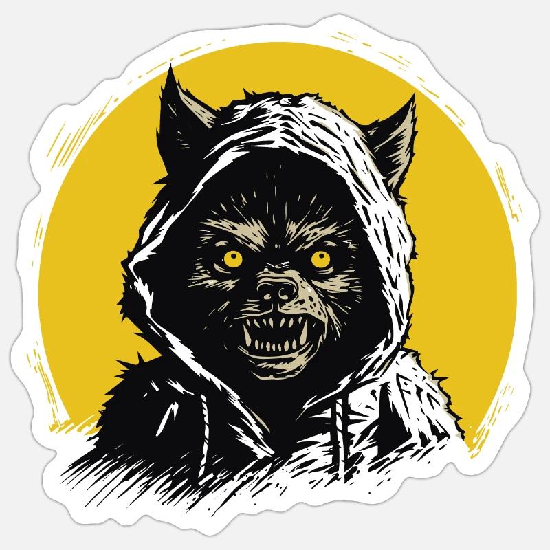 Chiot au clair de lune Sticker taille S (10 x 10 cm)
