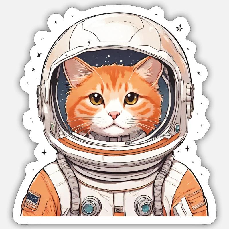 Astronaut Cat - Sticker size S (10 x 10 cm) - white matte