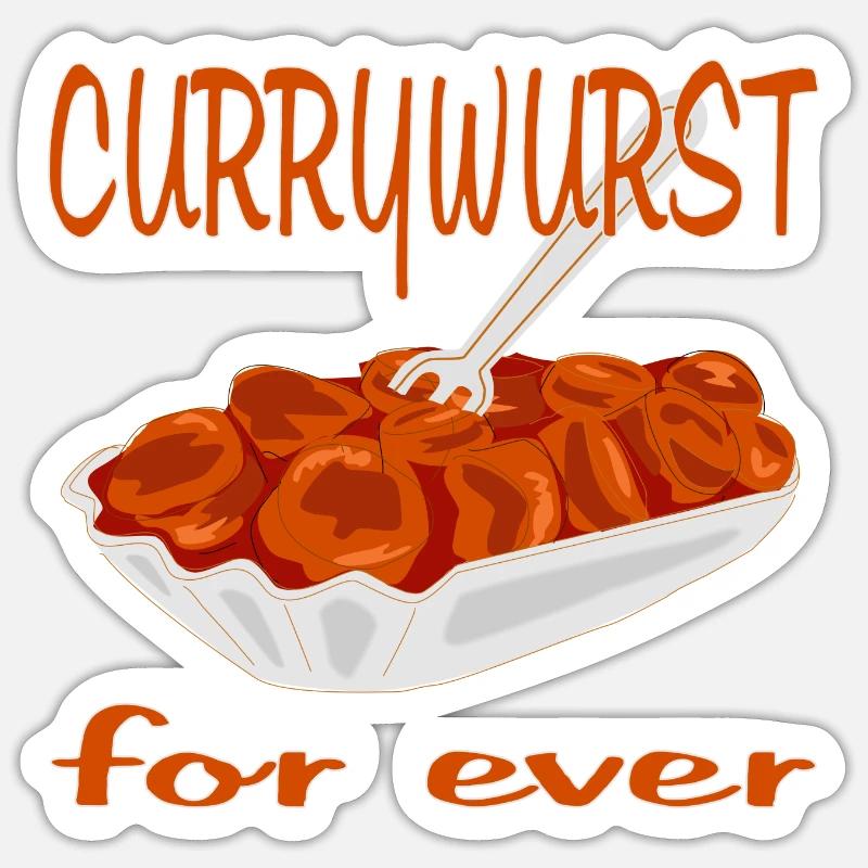 Currywurst is delicious - Sticker size S (10 x 10 cm) - white matte