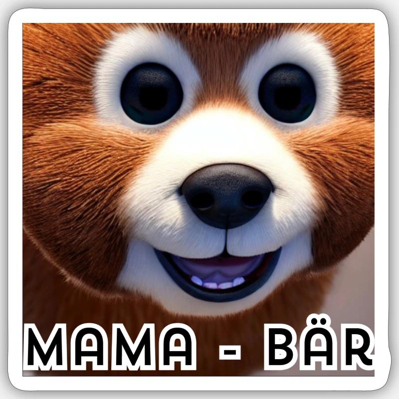 Mama Bär - Sticker Größe S (10 x 10 cm) - Mattweiß