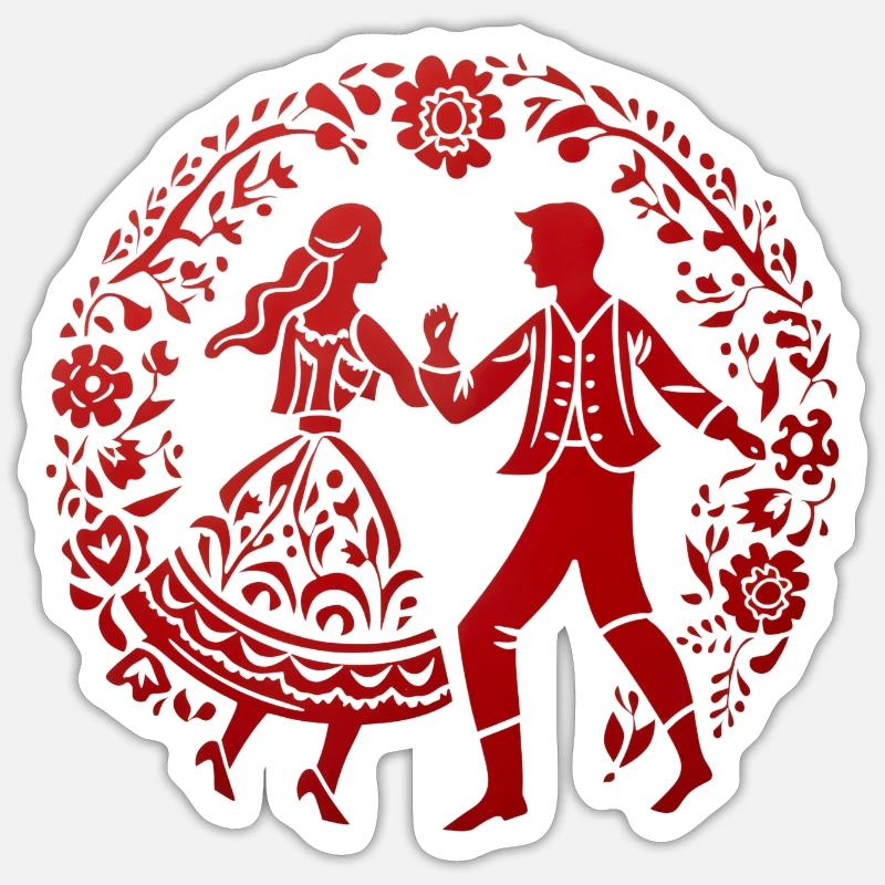 Slavic Folk Dancing Cutouts - Sticker size S (10 x 10 cm) - white matte