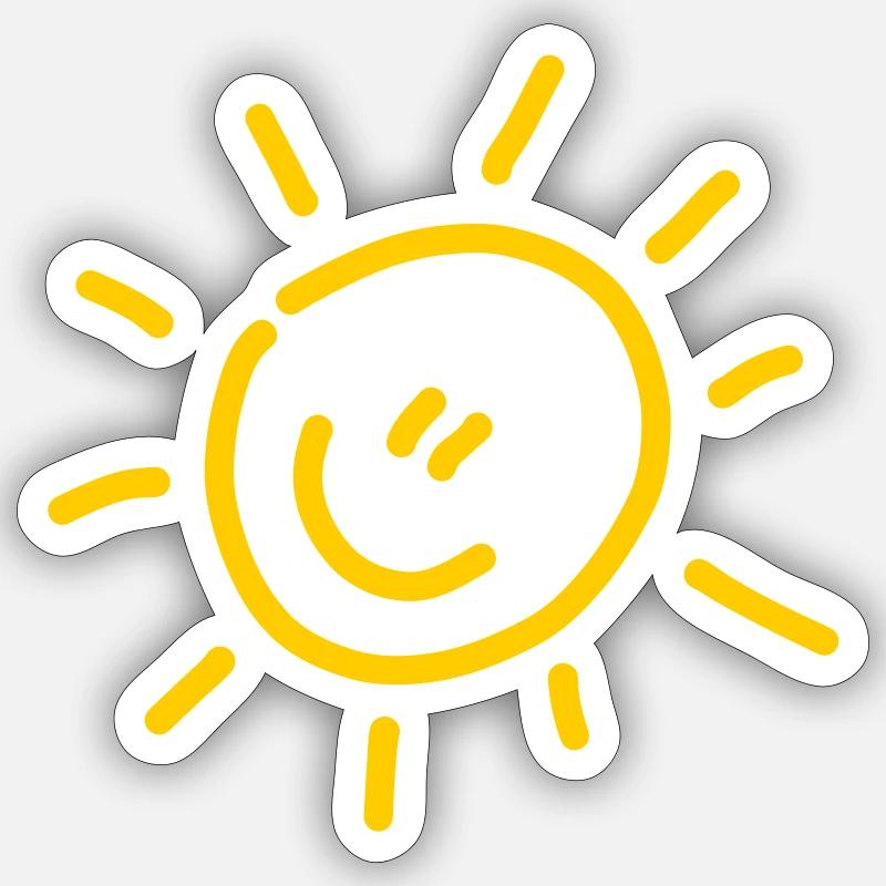 gelbe Sonne mit Gesicht - Sticker Größe S (10 x 10 cm) - Mattweiß