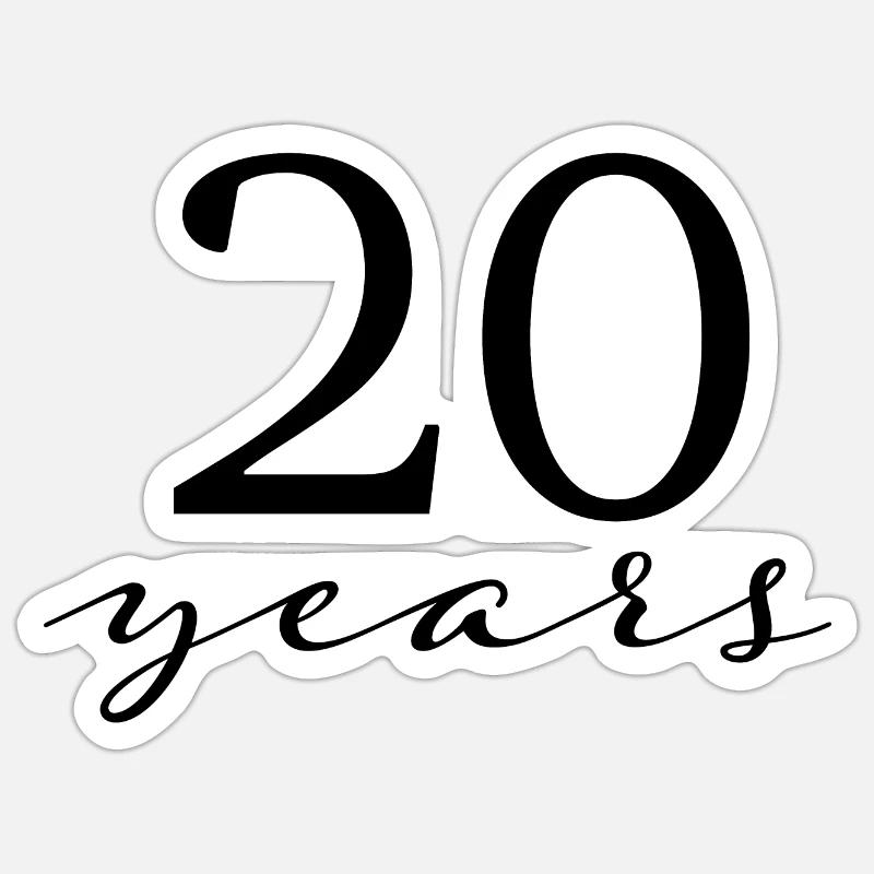 20 ans - Sticker taille S (10 x 10 cm) - blanc mat