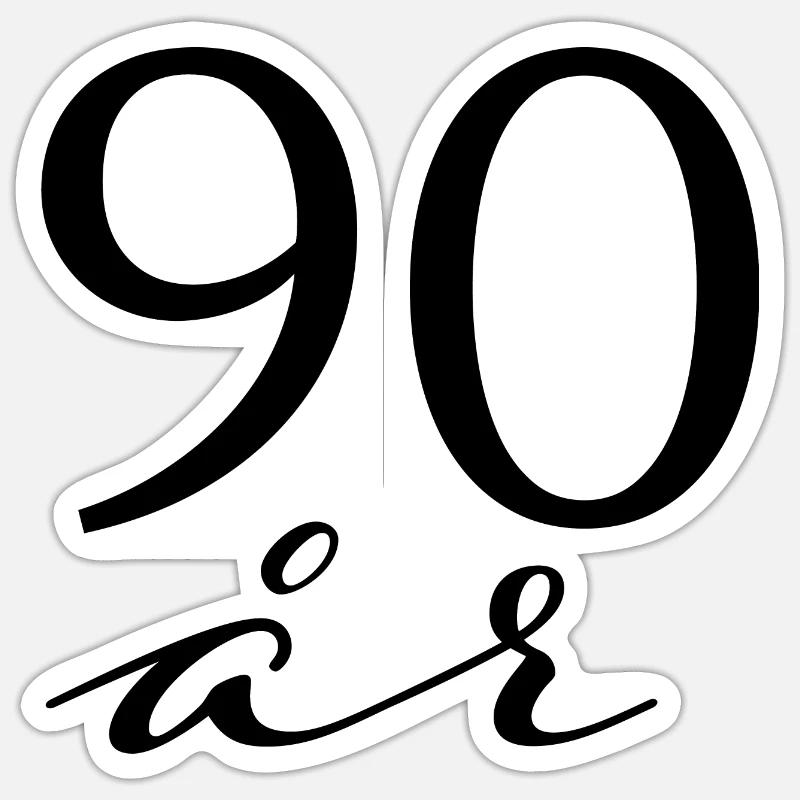 90 ans - Sticker taille S (10 x 10 cm) - blanc mat