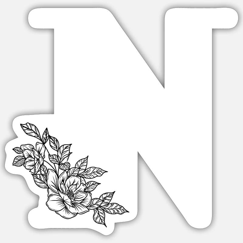 Lettre N - Sticker taille S (10 x 10 cm) - blanc mat