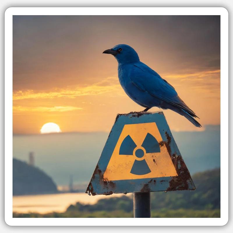 Atomkraftschild mit schöner Landschaft Sticker Größe S (10 x 10 cm)