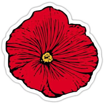 Blume rot rote Blüte Geschenk Valentinstag - Sticker Größe S (10 x 10 cm) - Mattweiß - Vorne
