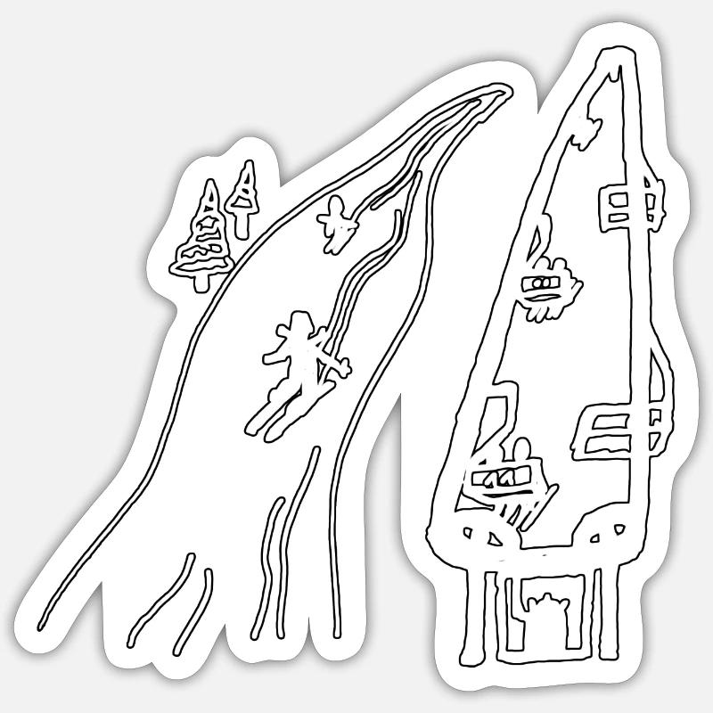 Ski slope - Sticker size S (10 x 10 cm) - white matte