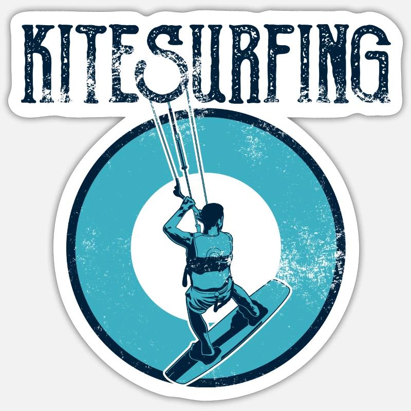 Kitesurfeurs - Sticker taille S (10 x 10 cm) - blanc mat