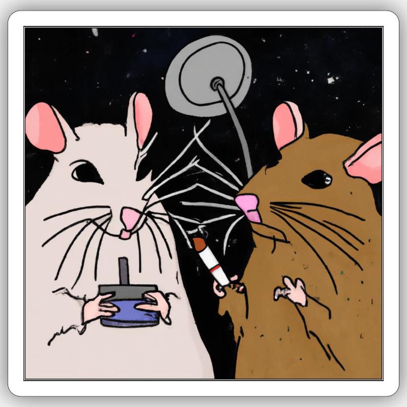 Fumer des rats dans l’espace. Sticker taille S (10 x 10 cm)