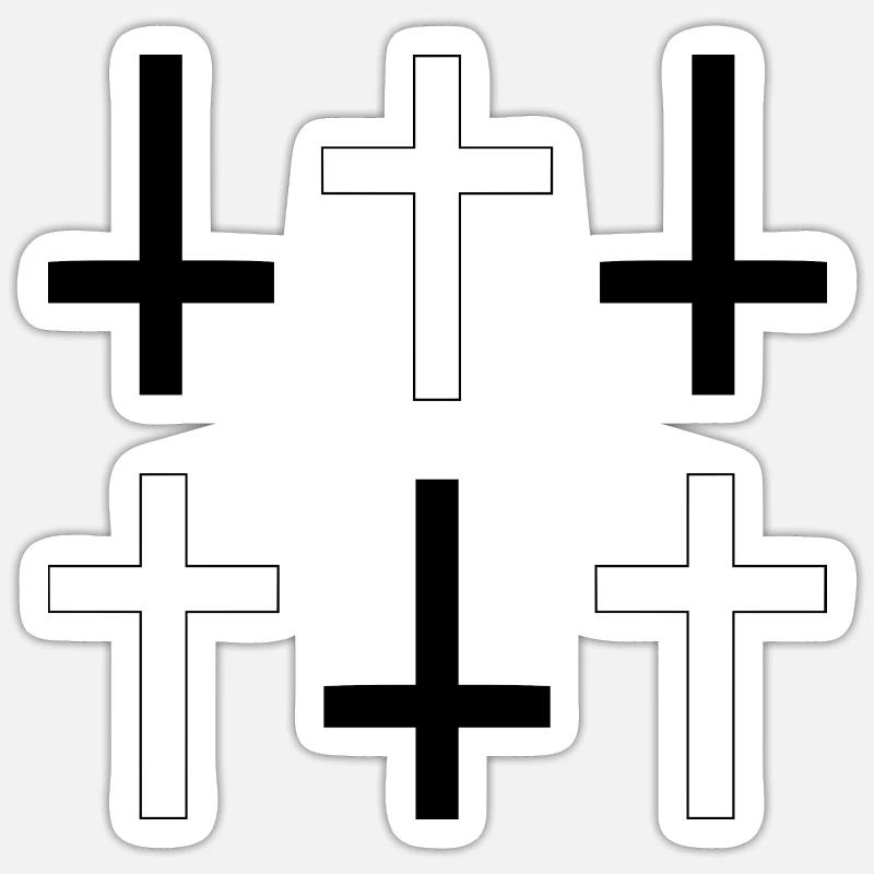6 croix - Sticker taille S (10 x 10 cm) - blanc mat