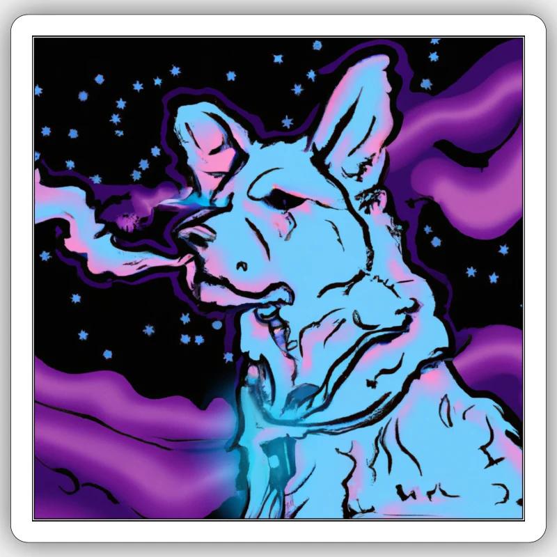 Vapotage de chien dans l’espace. Sticker taille S (10 x 10 cm)