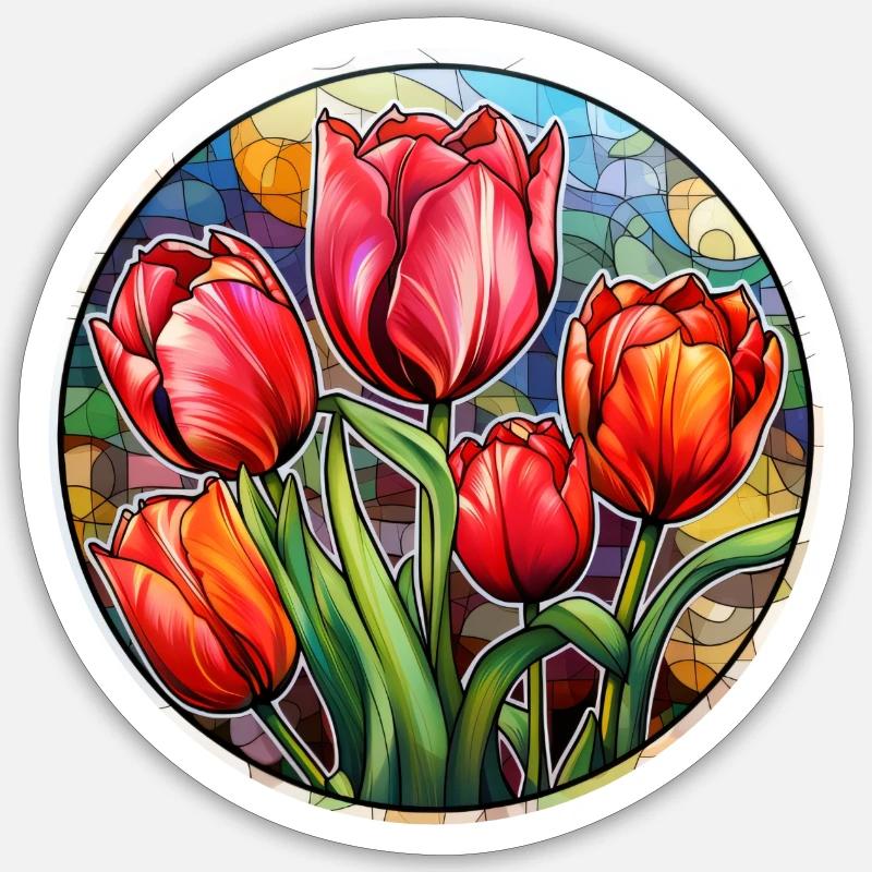 Champ de tulipes - Sticker taille S (10 x 10 cm) - blanc mat