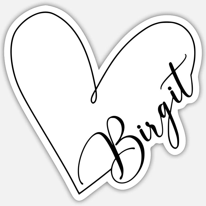 Birgit Name Herzlinie - Sticker size S (10 x 10 cm) - white matte