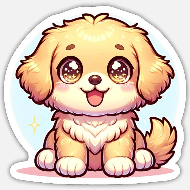 Illustration numérique de mignon extra kawaii doré Sticker taille S (10 x 10 cm)