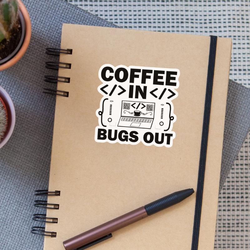 Café Codage Programmeur Codeur Développeur Nerd Coff Sticker taille S (10 x 10 cm)