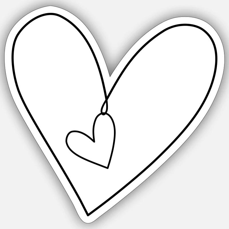 Herzchen im Herz - Sticker Größe S (10 x 10 cm) - Mattweiß