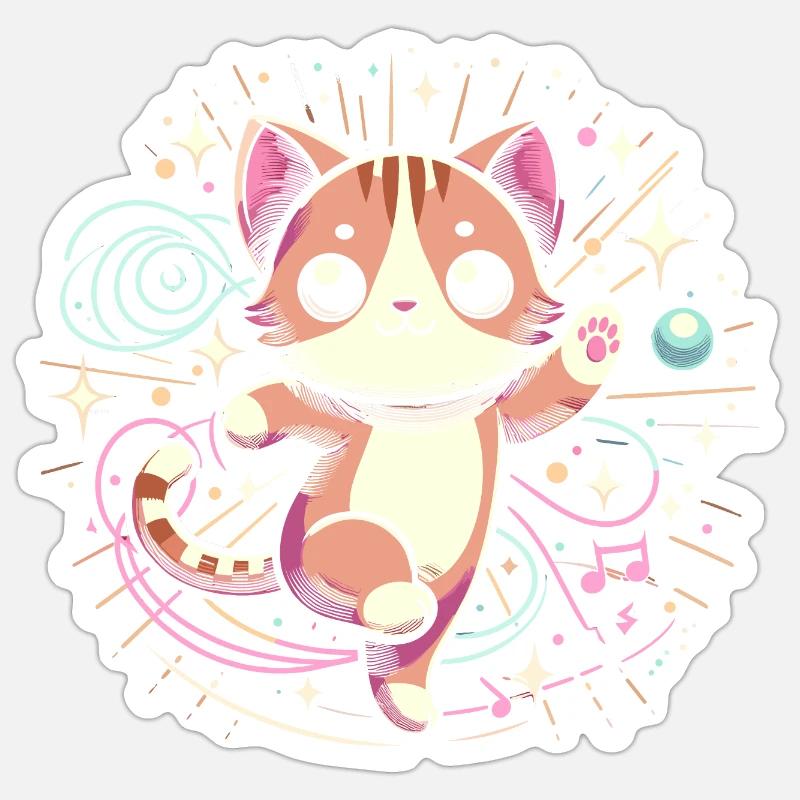 Chat danse Sticker taille S (10 x 10 cm)
