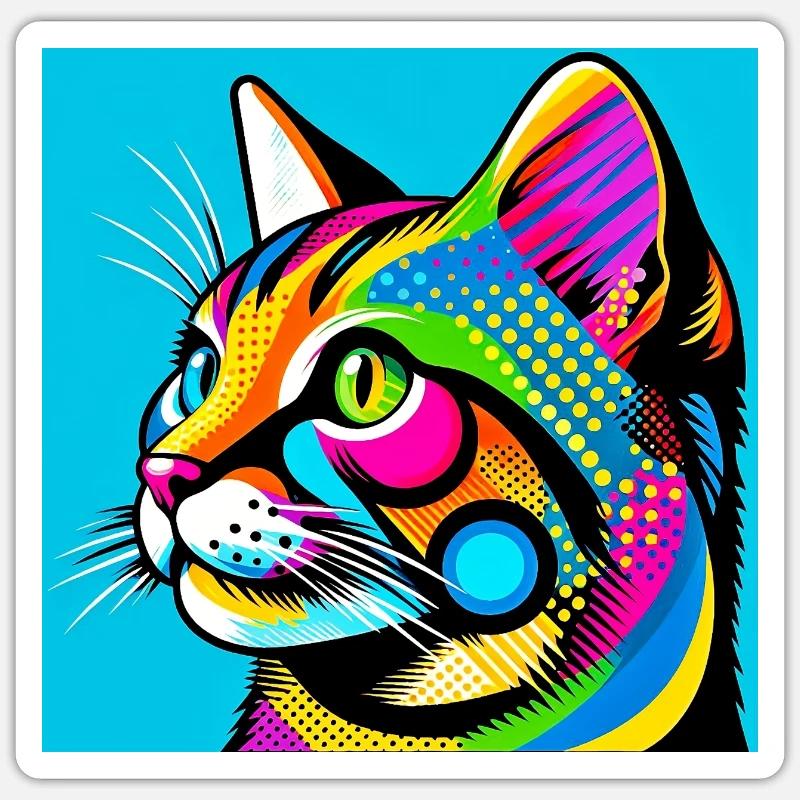 Cat Pop Art - Sticker size S (10 x 10 cm) - white matte