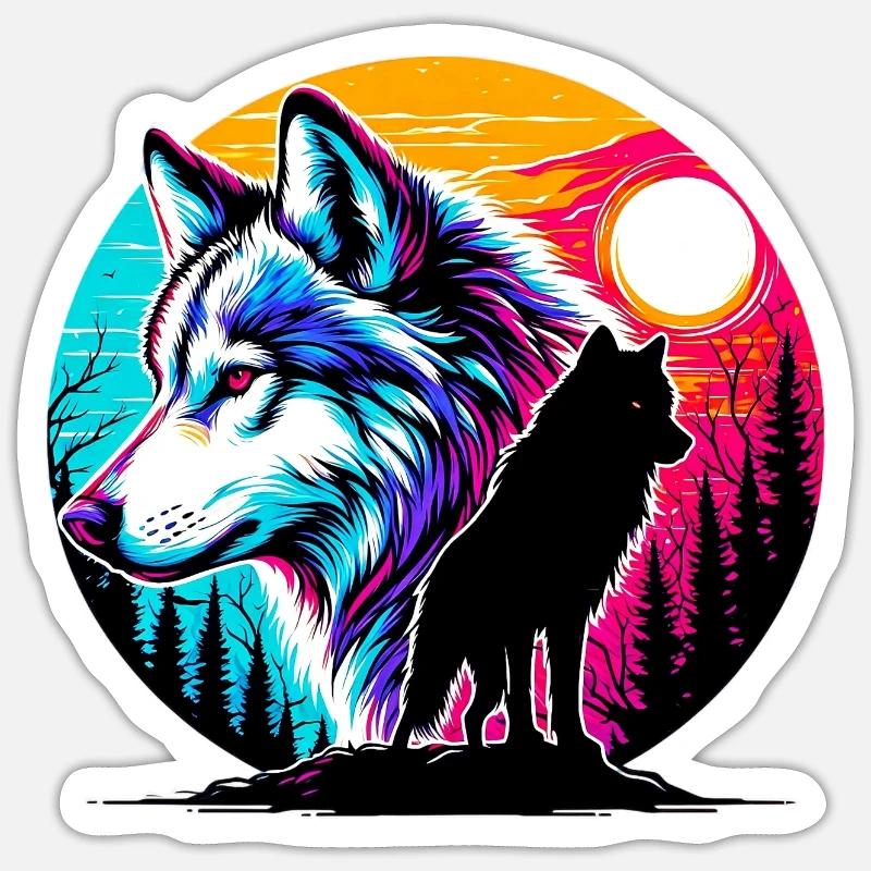 Wolf - Sticker Größe S (10 x 10 cm) - Mattweiß