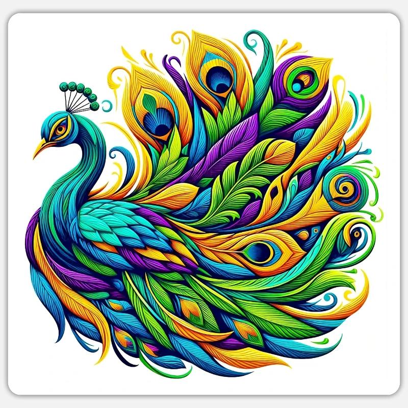 Peacock - Sticker size S (10 x 10 cm) - white matte