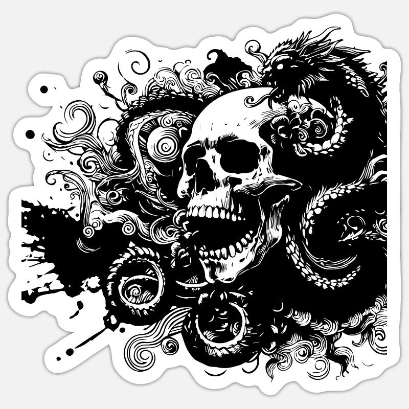 Gothic Kraken Skull Sticker size S (10 x 10 cm)