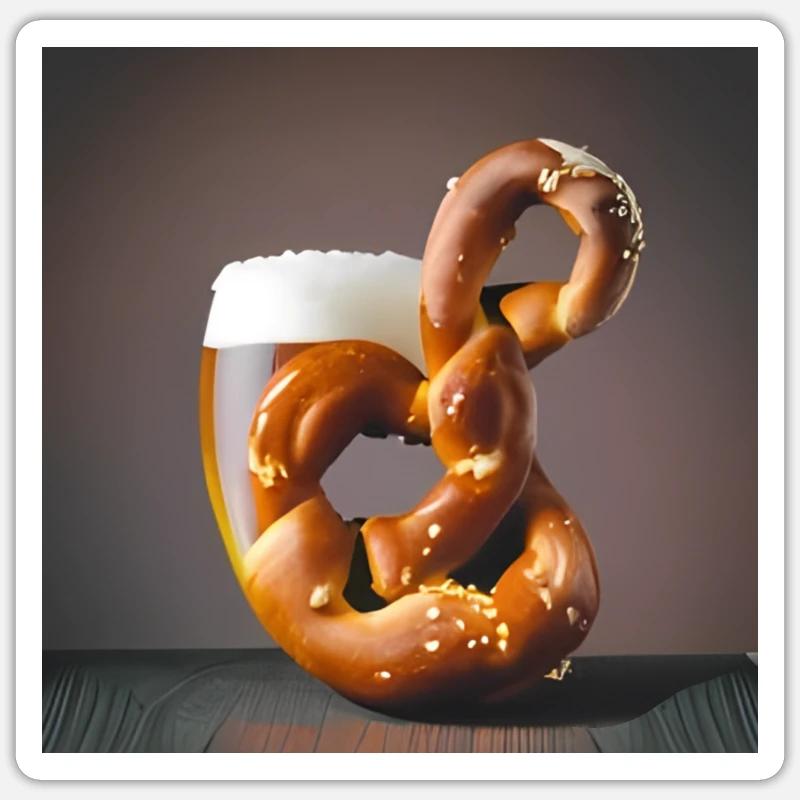 Bière Bretzel Chope - Sticker taille S (10 x 10 cm) - blanc mat