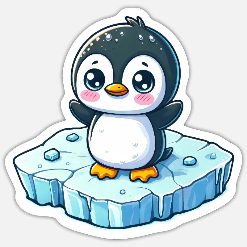 Pinguin, Schmelzendes Eis, Südpol Sticker Größe S (10 x 10 cm)