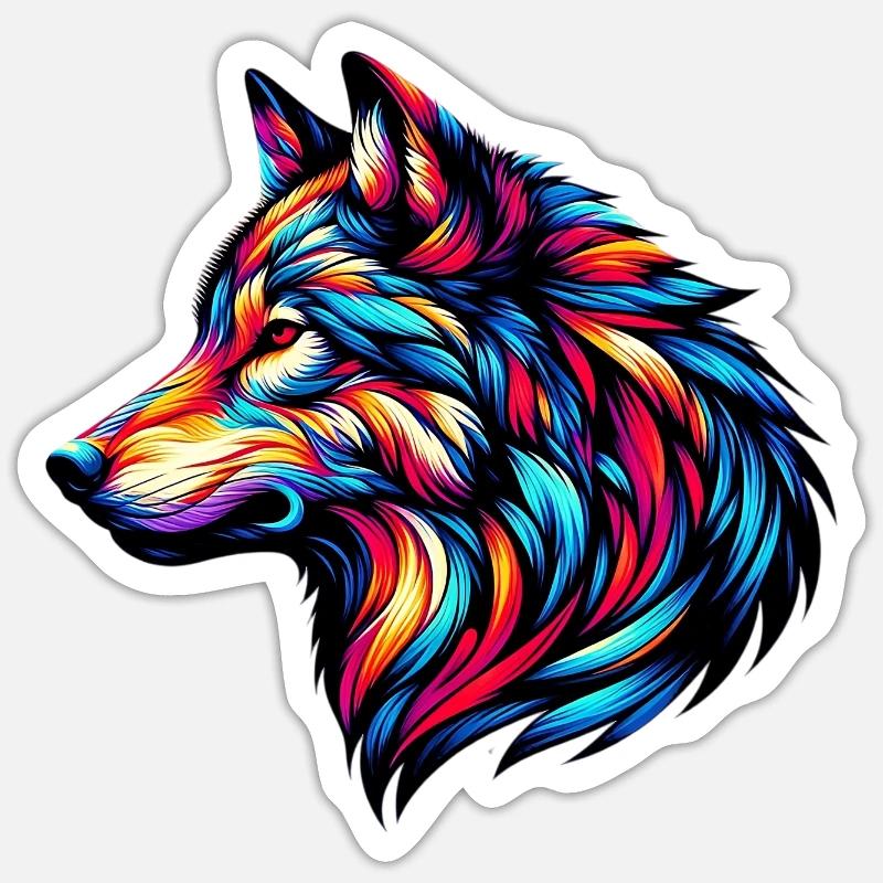Wolf - Sticker Größe S (10 x 10 cm) - Mattweiß
