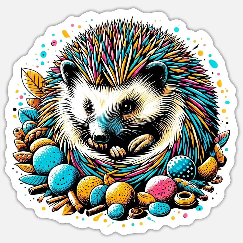 Hérisson - Sticker taille S (10 x 10 cm) - blanc mat