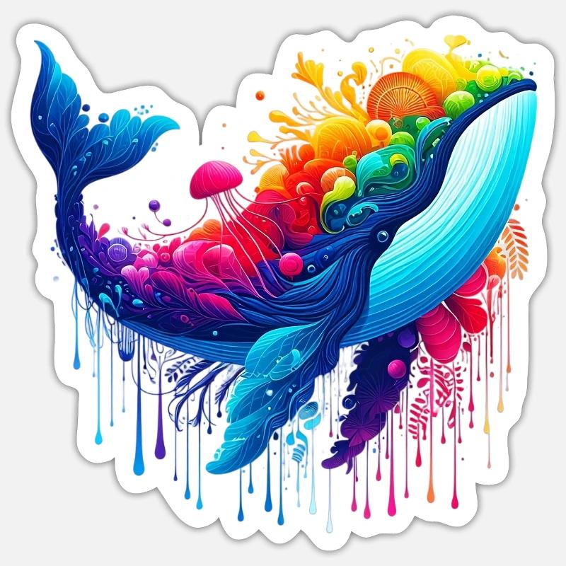 Baleine - Sticker taille S (10 x 10 cm) - blanc mat