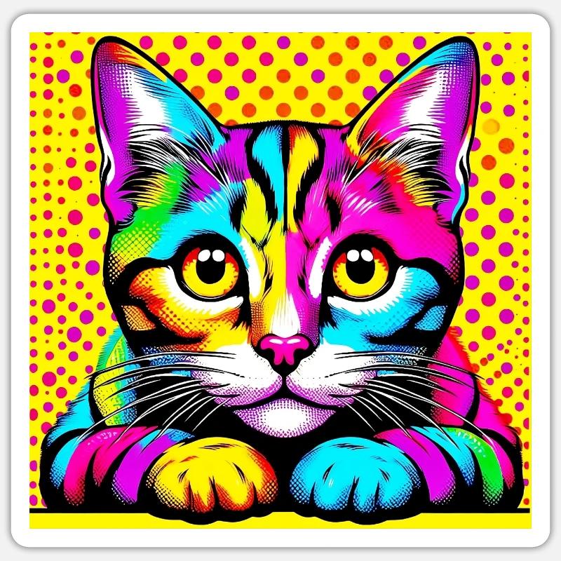 Cat Pop Art - Sticker size S (10 x 10 cm) - white matte