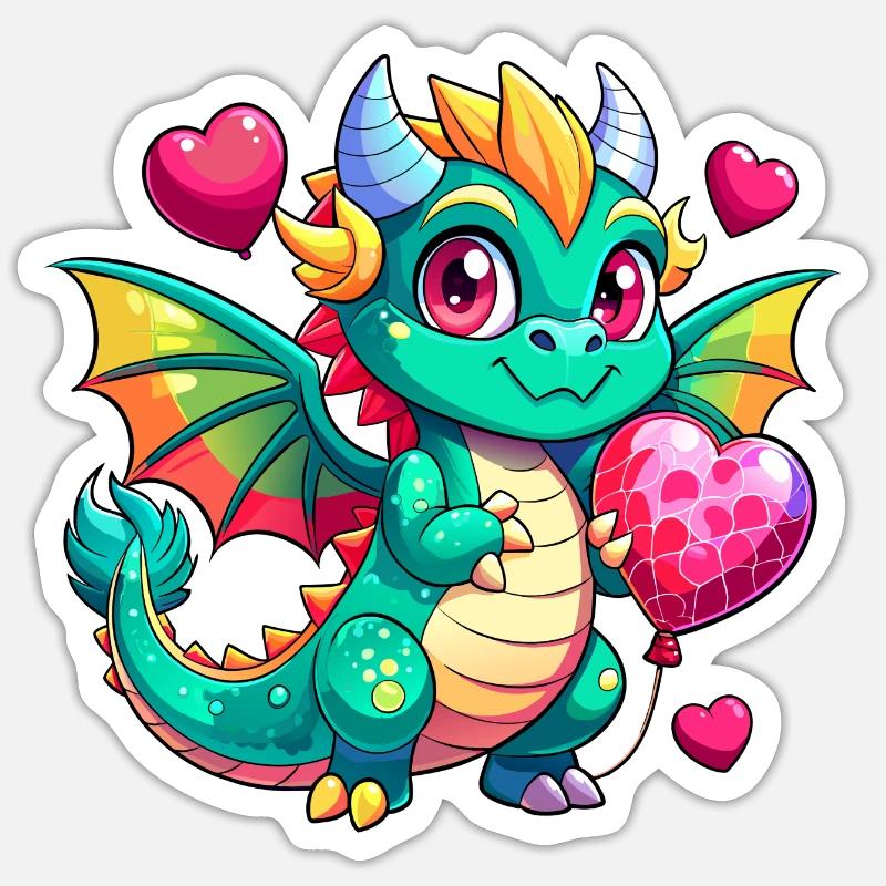 Farbenfroher Drache - Sticker Größe S (10 x 10 cm) - Mattweiß