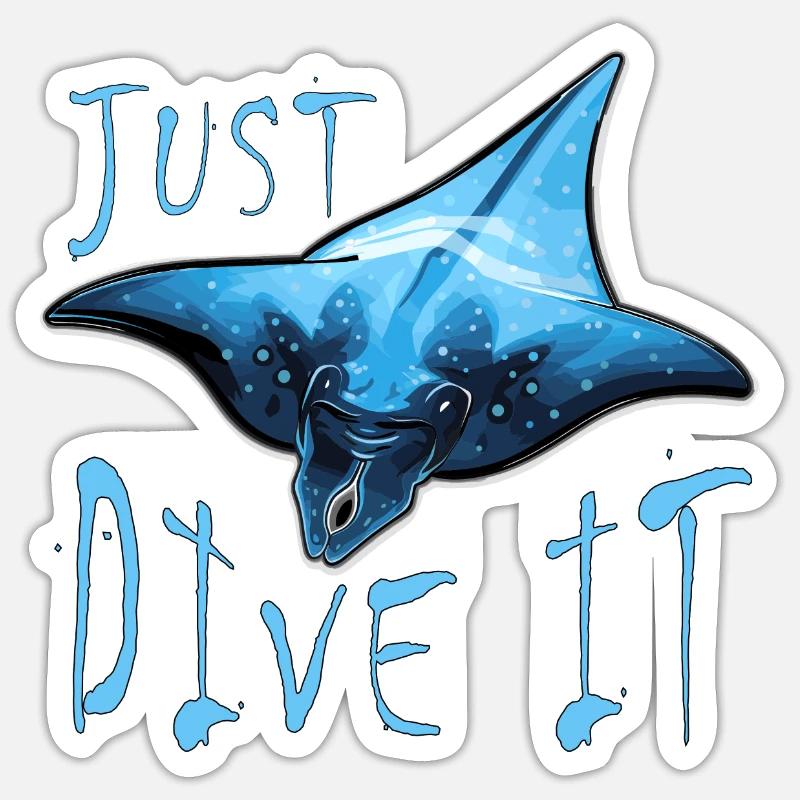 Diver Manta Ray Diver - Sticker taille S (10 x 10 cm) - blanc mat