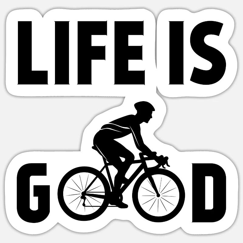 Cyclisme - La vie est belle - Sticker taille S (10 x 10 cm) - blanc mat