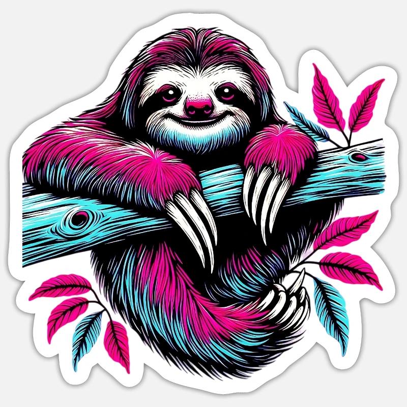 Faultier - Sticker Größe S (10 x 10 cm) - Mattweiß