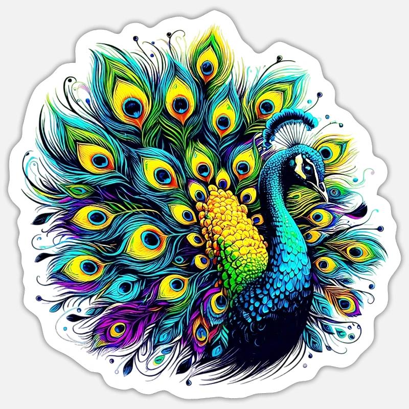 Paon - Sticker taille S (10 x 10 cm) - blanc mat