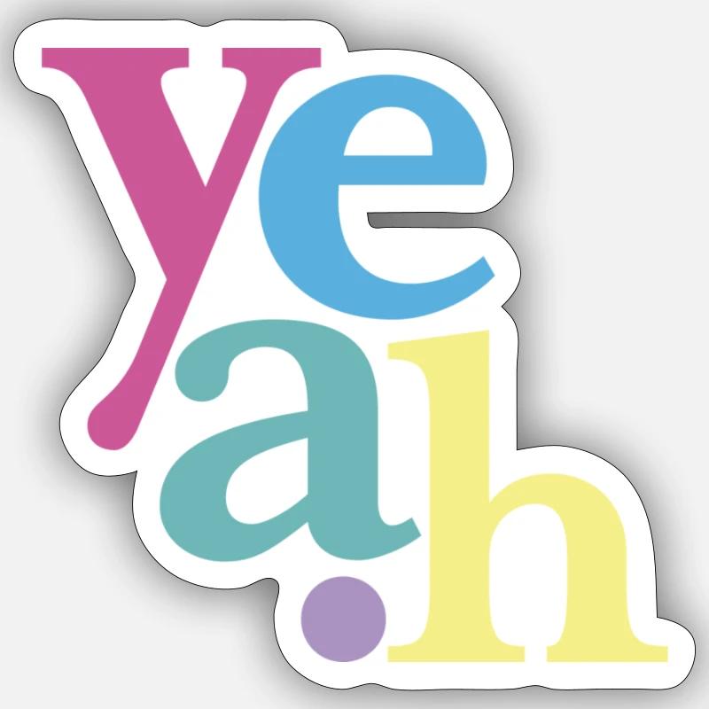 yeah neonpastell - Sticker Größe S (10 x 10 cm) - Mattweiß