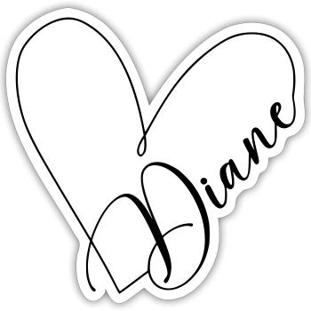 Diane Nom Ligne de coeur - Sticker taille S (10 x 10 cm) - blanc mat - Devant