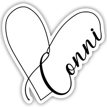 Conni Name Herzlinie - Sticker Größe S (10 x 10 cm) - Mattweiß - Vorne