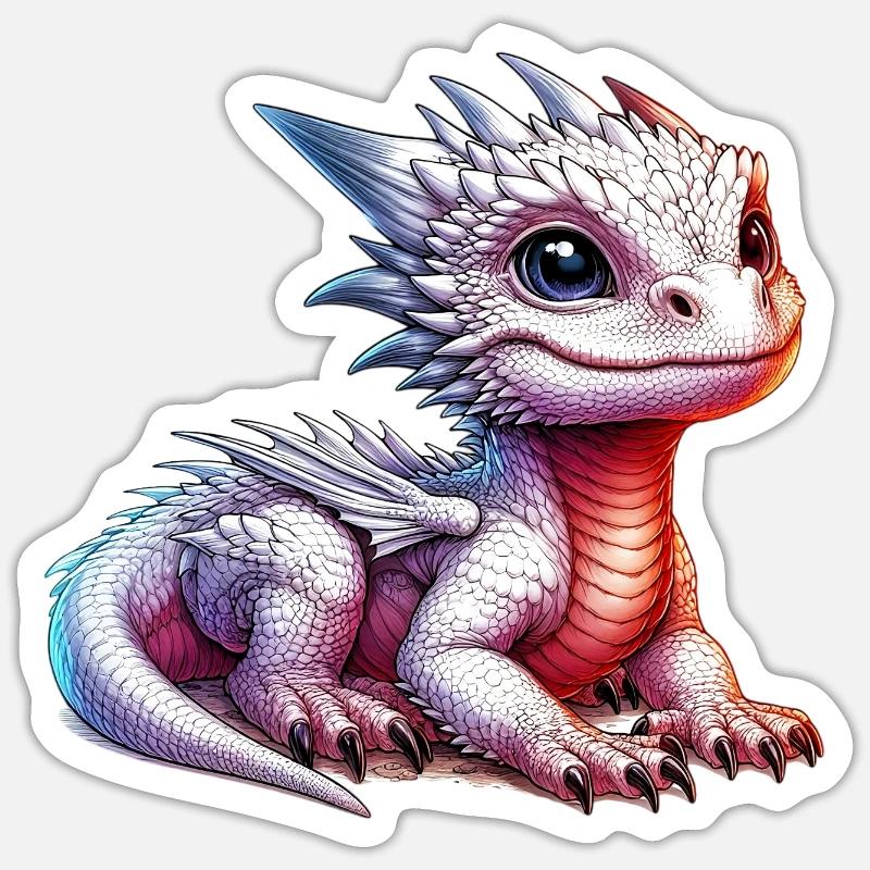 Dragon - Sticker taille S (10 x 10 cm) - blanc mat